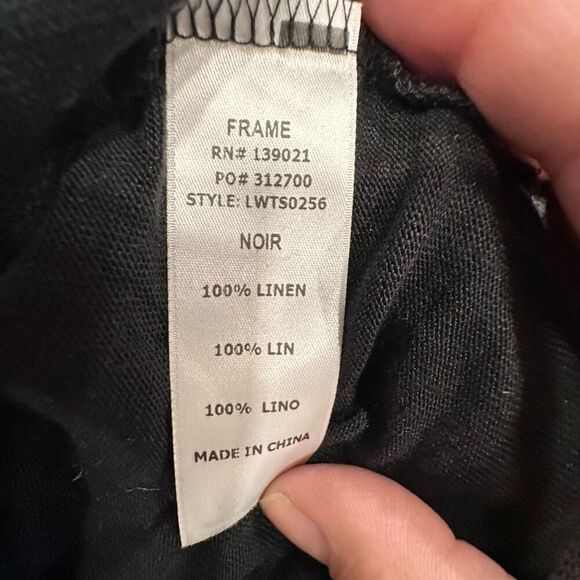 FRAME Easy True Tee in Noir 100% Organic Linen Raw Hems, Women's Medium - Picture 8 of 8